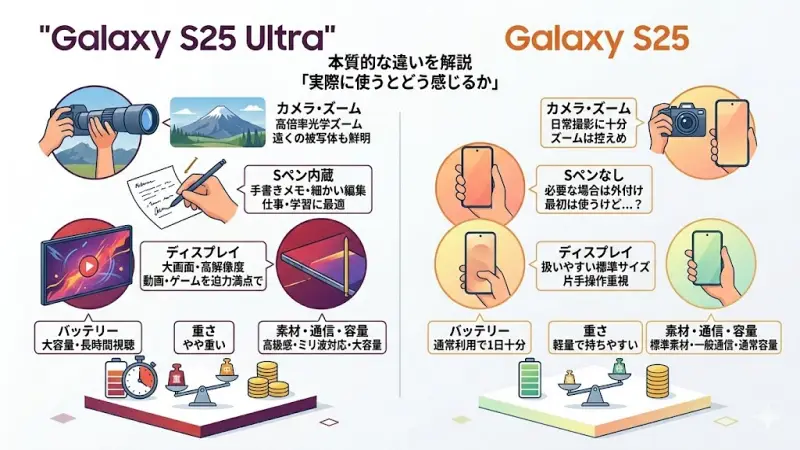 Galaxy S25 UltraとS25の本質的な違い