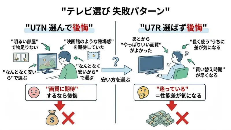テレビ購入後に「画質が物足りない」と後悔しやすいケースをまとめた失敗回避のチェックリスト画像