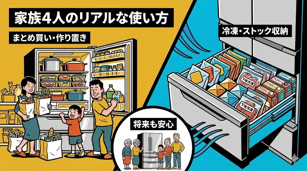 よくある家庭の使い方を想定して、MR-WXD47LM / LNの使い勝手を見ていきます。