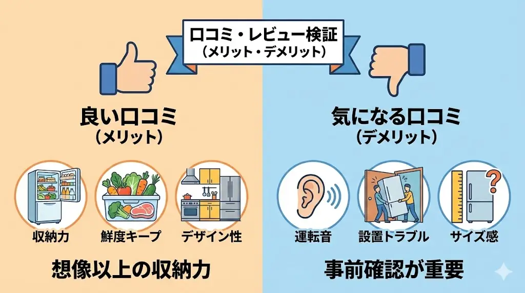 MR-WXD47LM / LNに関する口コミ・レビューでよく見られる評価を、良い点・気になる点の両方から整理します。