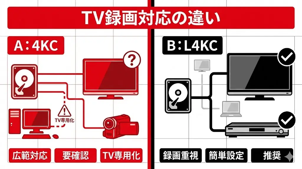 HDCZ-UTL4KCはテレビ録画用途を重視したモデル