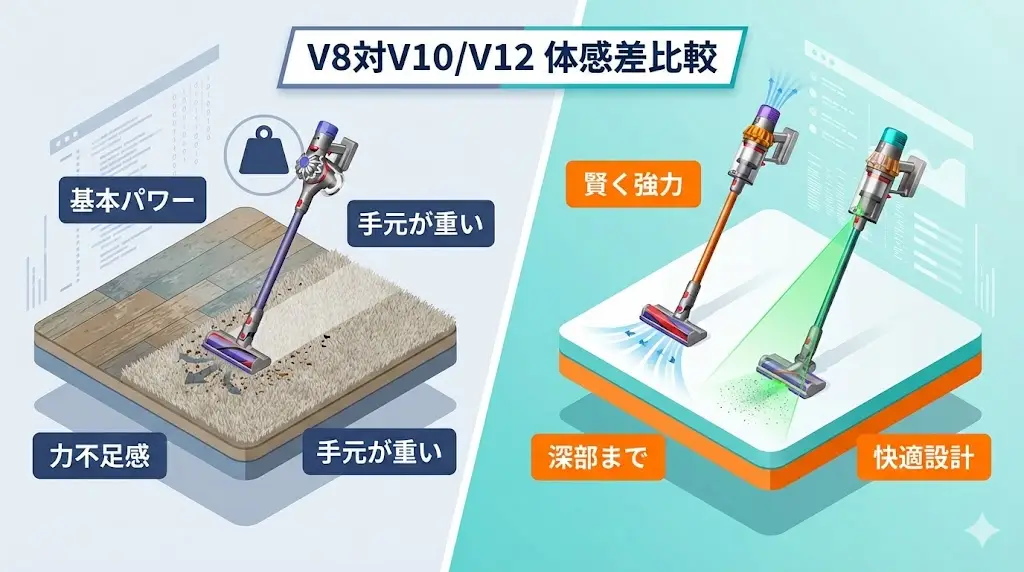Dyson V8・V10・V12 基本スペック比較