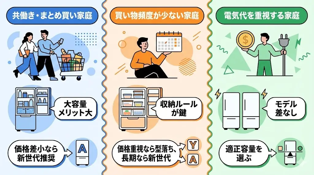 GR-A600XFS・GR-Y600XFSのどちらを選んでも使い勝手に大差はありませんが、 価格差が小さいなら新しい世代を選ぶ方が安心感は高めです。