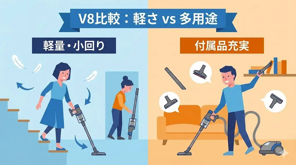 V8 SlimとV8 Originは「ここ」だけ見れば迷わない