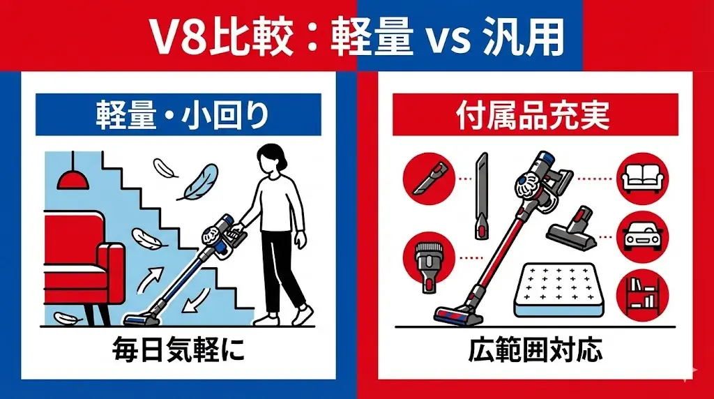 V8 SlimとV8 Originは得意分野が違う