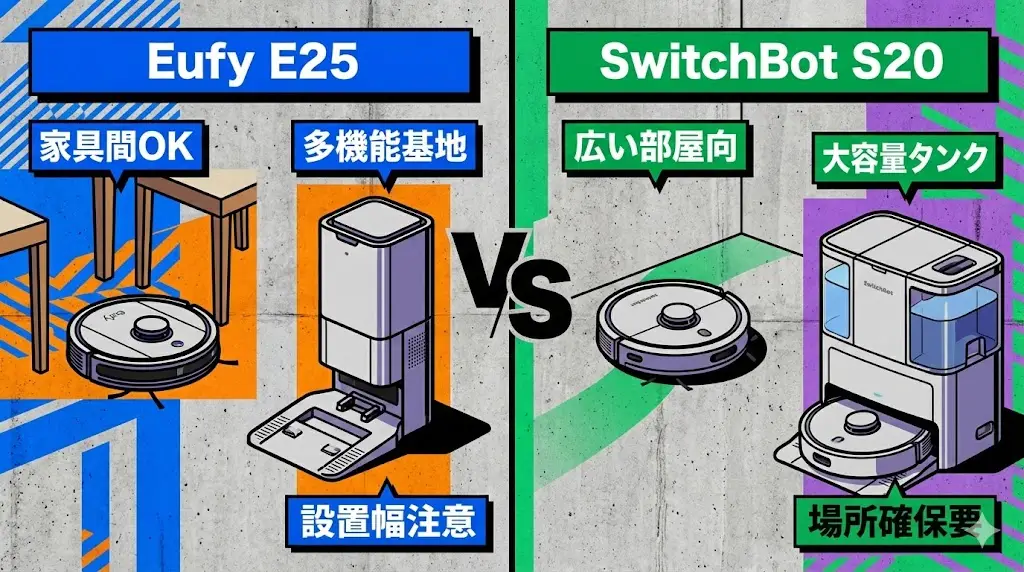 Eufy E25は本体幅が約32.7cmと、比較的コンパクトな設計です。
