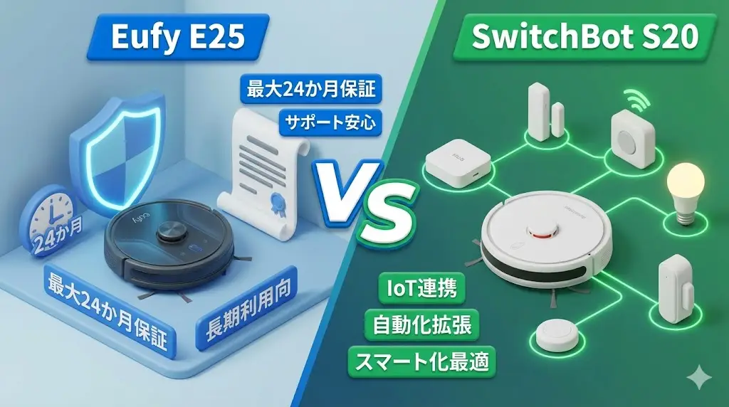 Eufy E25の保証・サポート面の安心感を比較します。