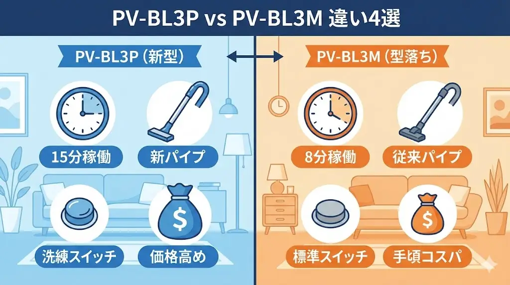 PV-BL3PとPV-BL3Mの具体的な違いを1つずつ見ていきます。