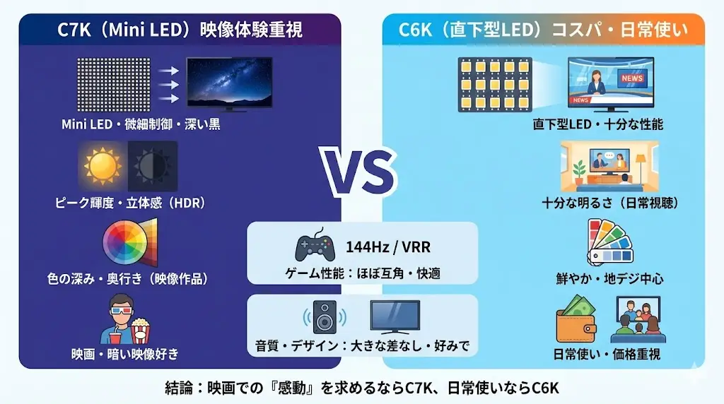 TCL C6KとC7Kの違いをわかりやすく比較