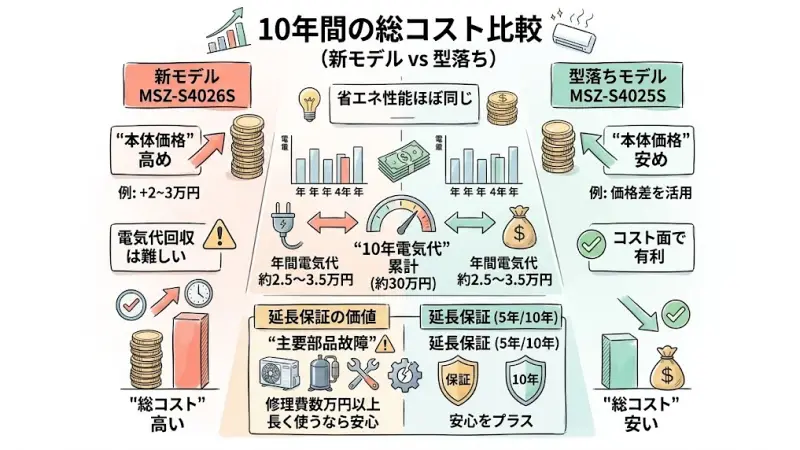 エアコンは長く使う家電なので、購入時の価格だけでなく長期的な総コストも考えることが重要です。