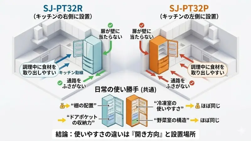 SJ-PT32RとSJ-PT32Pの使いやすさを比較