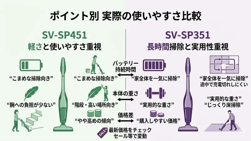 SV-SP451とSV-SP351の違いをポイントごとに解説