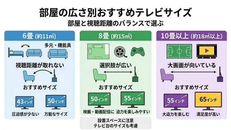 部屋の広さ別おすすめテレビサイズ