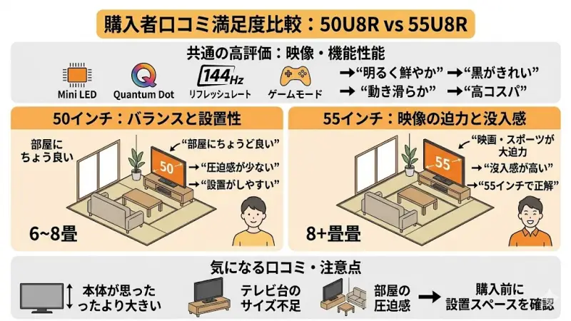 購入者口コミから見る満足度｜サイズで評価は変わる？