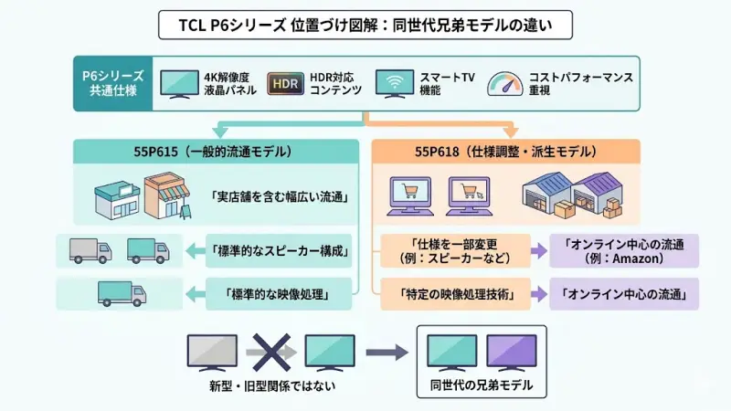 TCL P615とP618の位置づけ|同シリーズモデルの違い