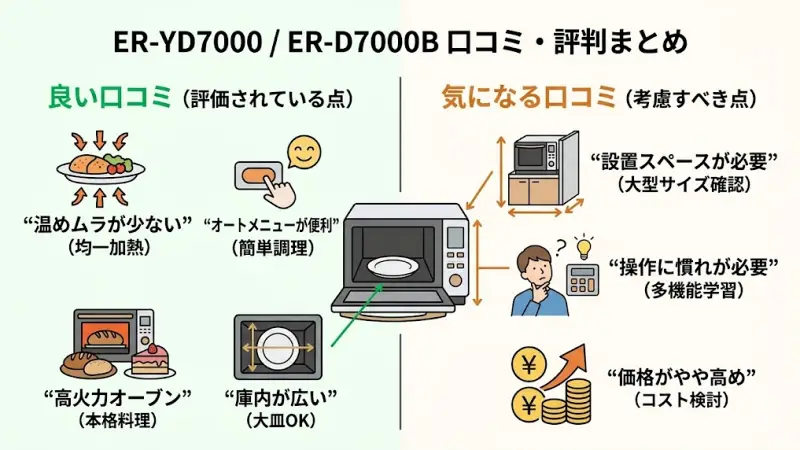 ER-YD7000とER-D7000Bの口コミ・評判まとめ