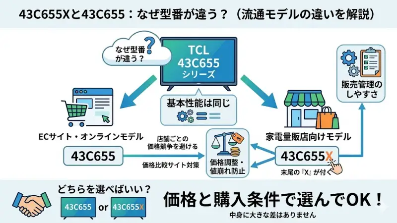 なぜ型番が違う？43C655Xと43C655の関係