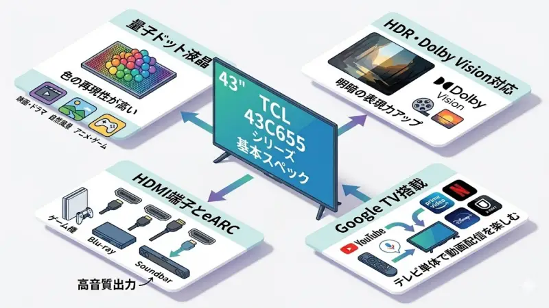 TCL 43C655X / 43C655 の基本スペック