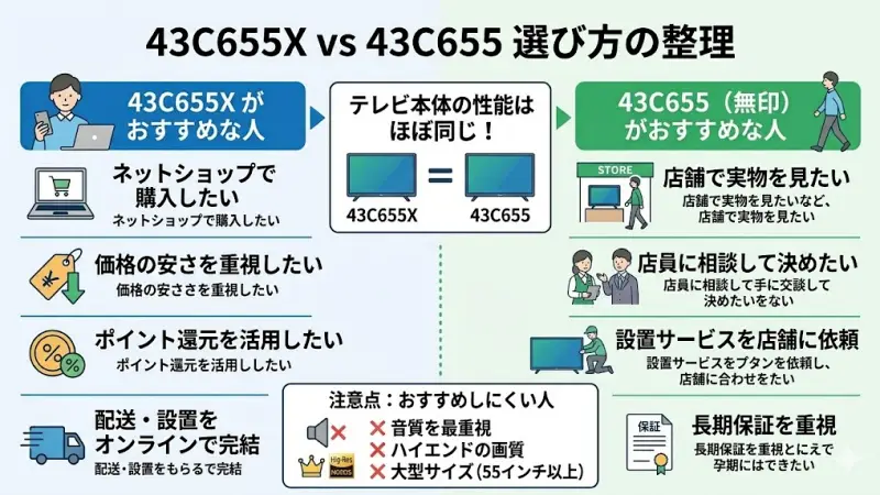 43C655Xと43C655はどっちを選ぶべき？