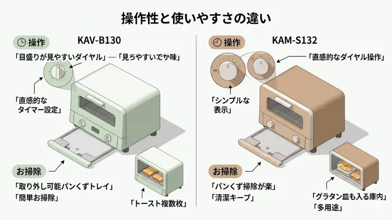 KAV-B130とKAM-S132の操作性や使いやすさの違いについて詳しく見ていきましょう。