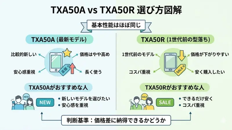 TXA50AとTXA50Rの違いはシンプルです。