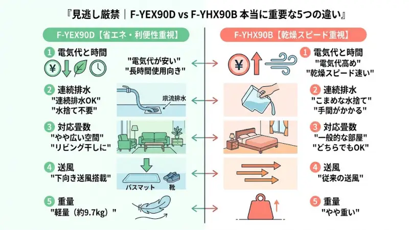 F-YEX90DとF-YHX90Bの「本当に重要な違い」を5つに絞って解説します。