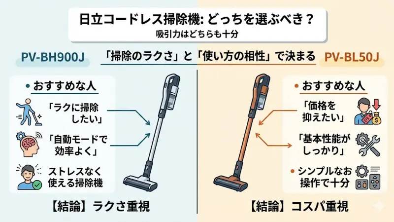 まず結論|PV-BH900JとPV-BL50Jはどちらを選ぶべき?