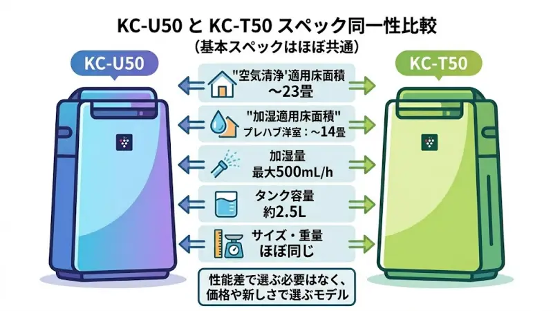 KC-U50とKC-T50のスペック比較