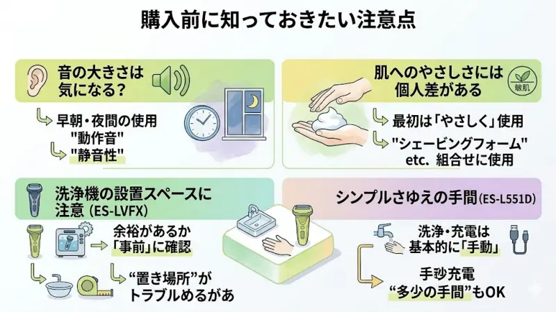ES-L551Dはシンプルな設計のため、洗浄や充電は基本的に手動です。