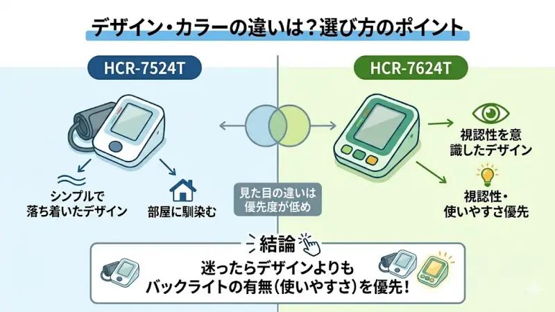 HCR-7524TとHCR-7624Tは機能面の差が少ないため、見た目の違いも気になるポイントですよね。