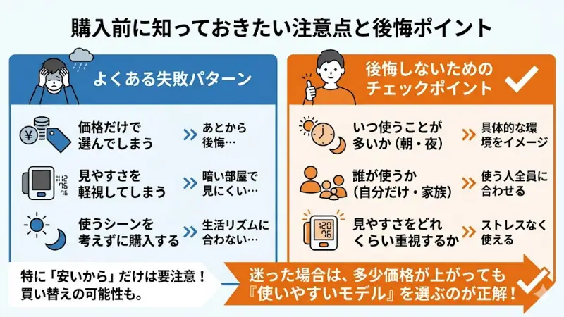 HCR-7524TとHCR-7624Tはどちらも優秀な血圧計ですが、選び方を間違えると「思っていたのと違った…」と感じてしまうこともあります。