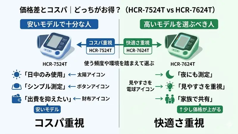 HCR-7524TとHCR-7624Tを比較するうえで、気になるのが価格差ですよね。