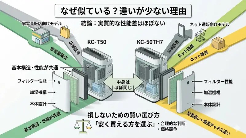 KC-50TH7とKC-T50は、基本構造や性能が非常に近く、同じシリーズの派生モデルと考えられます。
