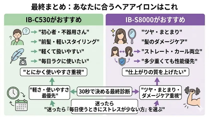IB-C530とIB-S8000の選び方をシンプルにまとめます。