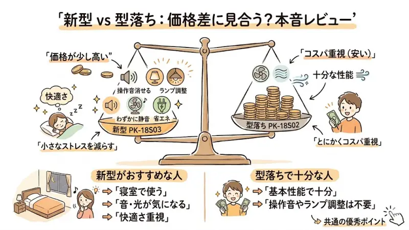 価格差と追加機能（快適性）のバランスを検討するイメージ図