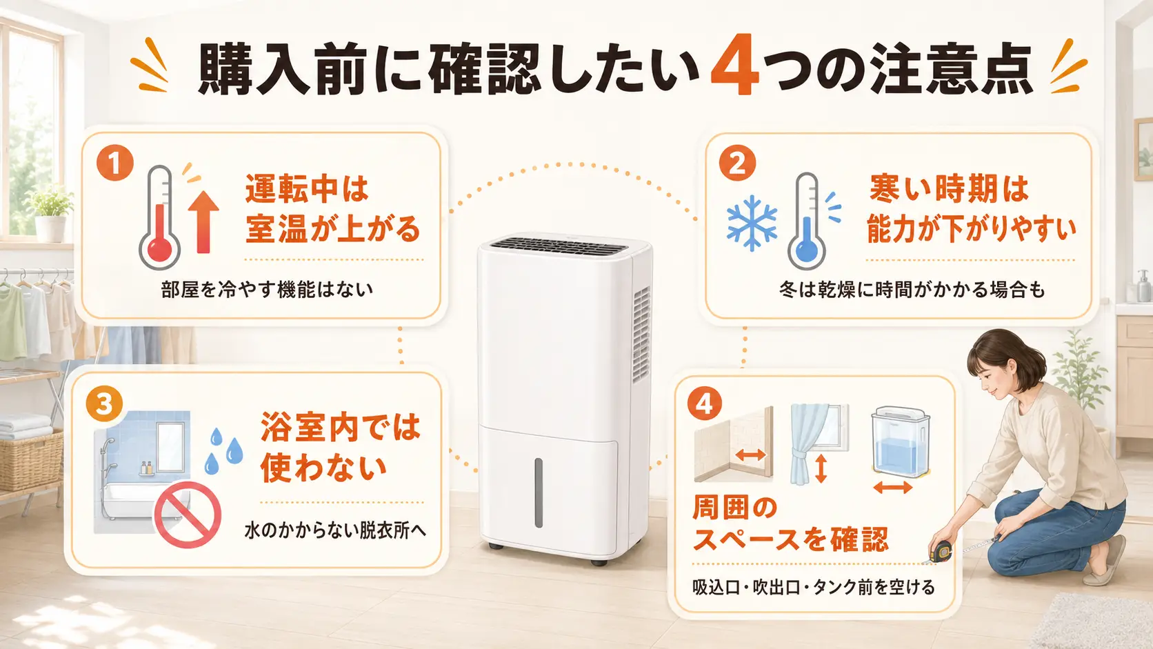 alt="コンプレッサー式除湿機を購入する前に確認したい4つの注意点"